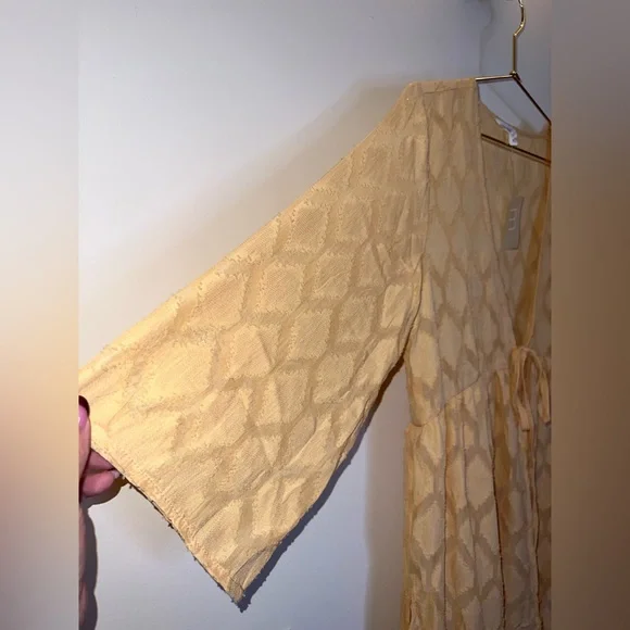 Maurices Yellow Boho Open Front Duster Tunic XS NWT Side Slits - Picture 4 of 11